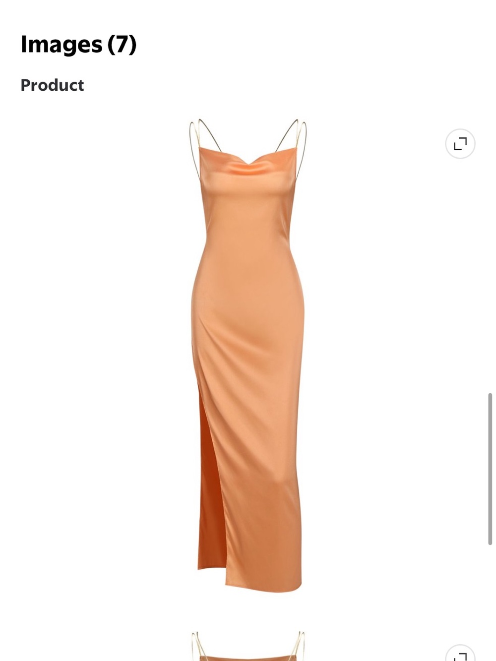 Long Slit Satin Maxi Dress in Peach Orange - Picture 3 of 8